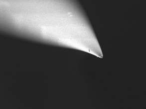 An SEM image of a quartz-glass nanopore